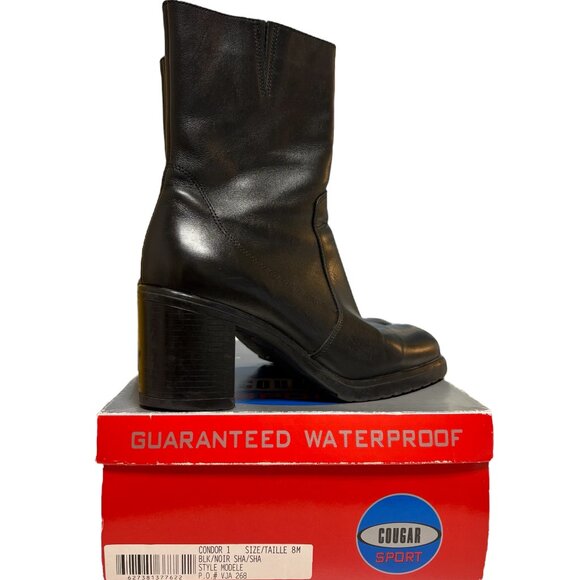 Vintage Cougar Sport Black Ankle Boots (8) - Picture 5 of 5